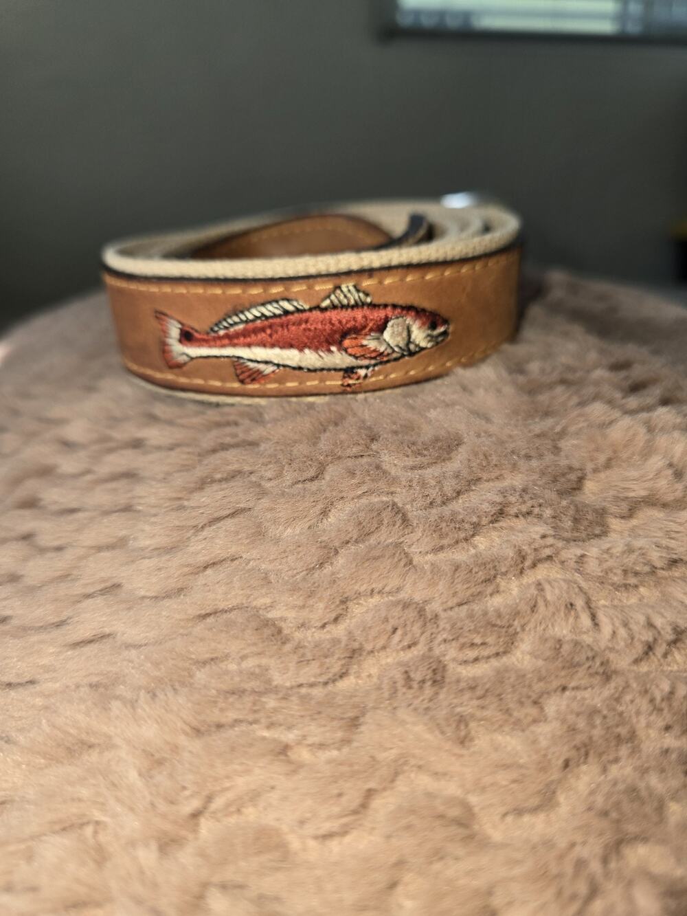 Zep Pro Embroidered Leather Canvas Belt Redfish Red Fish belt size 38